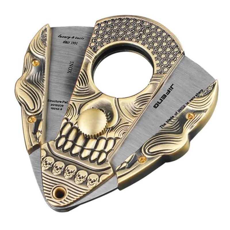 Skull metalinė cigarų giljotina - auksinė