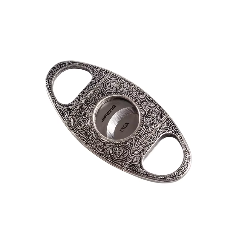 Retro nerūdijančio plieno cigarų peilis - giljotina - sidabrinis