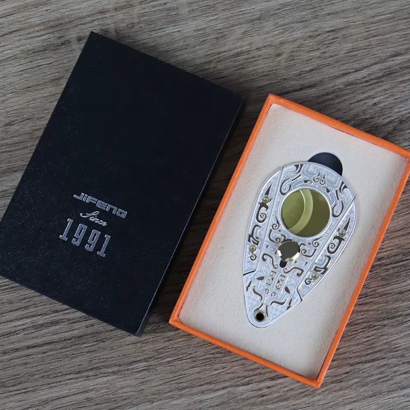 Unikalaus dizaino nerūdijančio plieno cigarų peilis - giljotina - sidabrinis