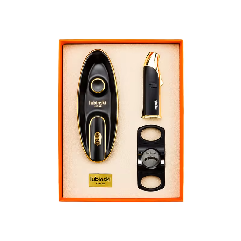 Cigarų aksesuarų rinkinys vėjo neperpučiamas žiebtuvėlis, aštrus pjaustytuvas, keraminė peleninė