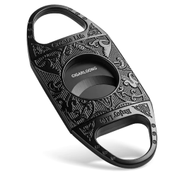 Nerūdijančio plieno dvigubų ašmenų cigarų peilis -giljotina, juoda