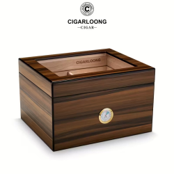 Kedro medžio cigarų humidoras su higrometru ir drėkintuvu
