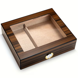 Kedro medžio cigarų humidoras su higrometru ir drėkintuvu