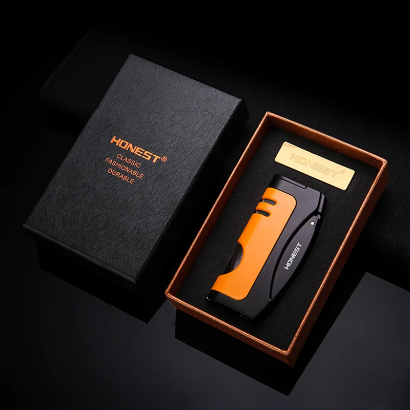 Metalinis, vėjui atsparus butano dujų žiebtuvėlis HONEST - juodas